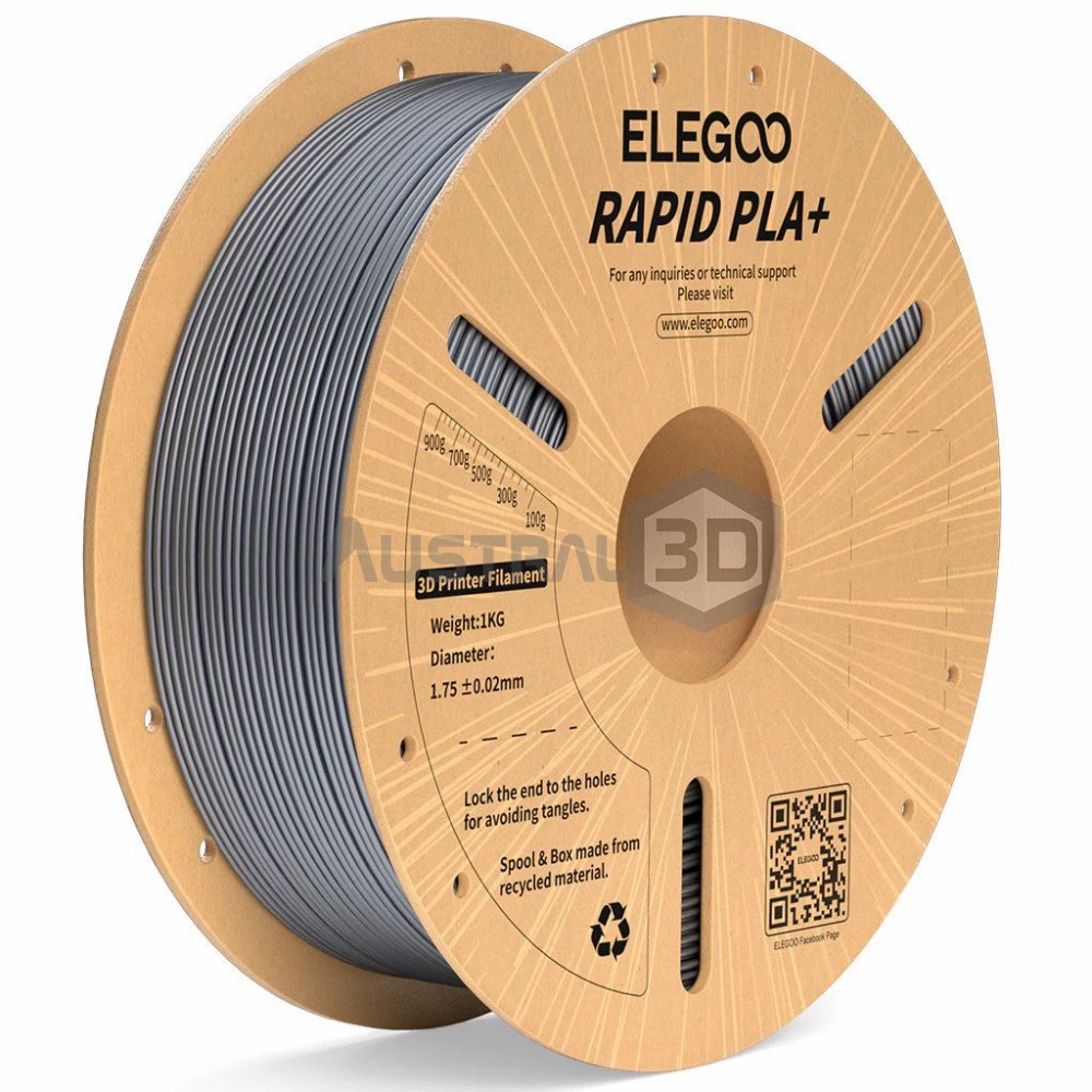 Filamento 3D ELEGOO Rápido PLA+ 1kg 1.75mm 600mm/s GRIS PLATA
