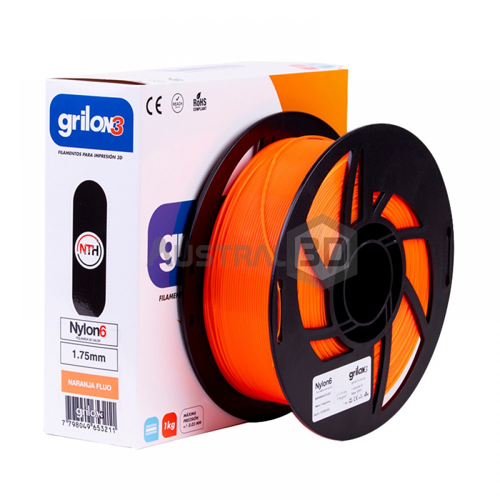 Filamento Grilon3 NYLON6 1.75mm NARANJA FLUO
