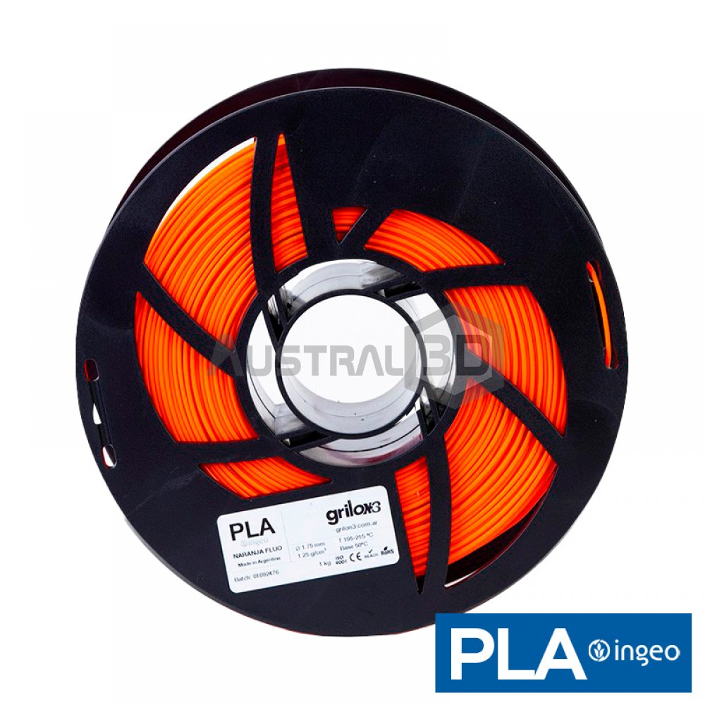 Filamento Grilon3 PLA 1.75mm NARANJA FLUO 1kg