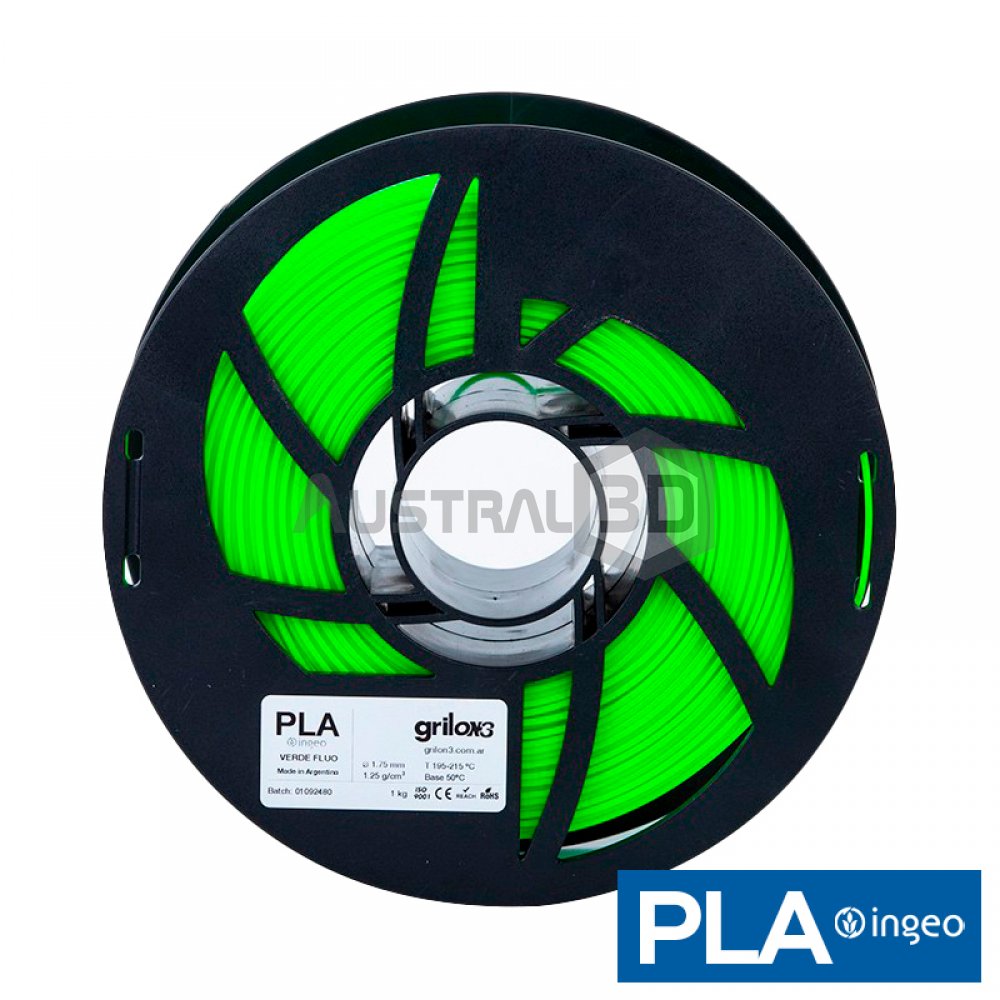 Filamento Grilon3 PLA 1.75mm VERDE FLUO 1kg