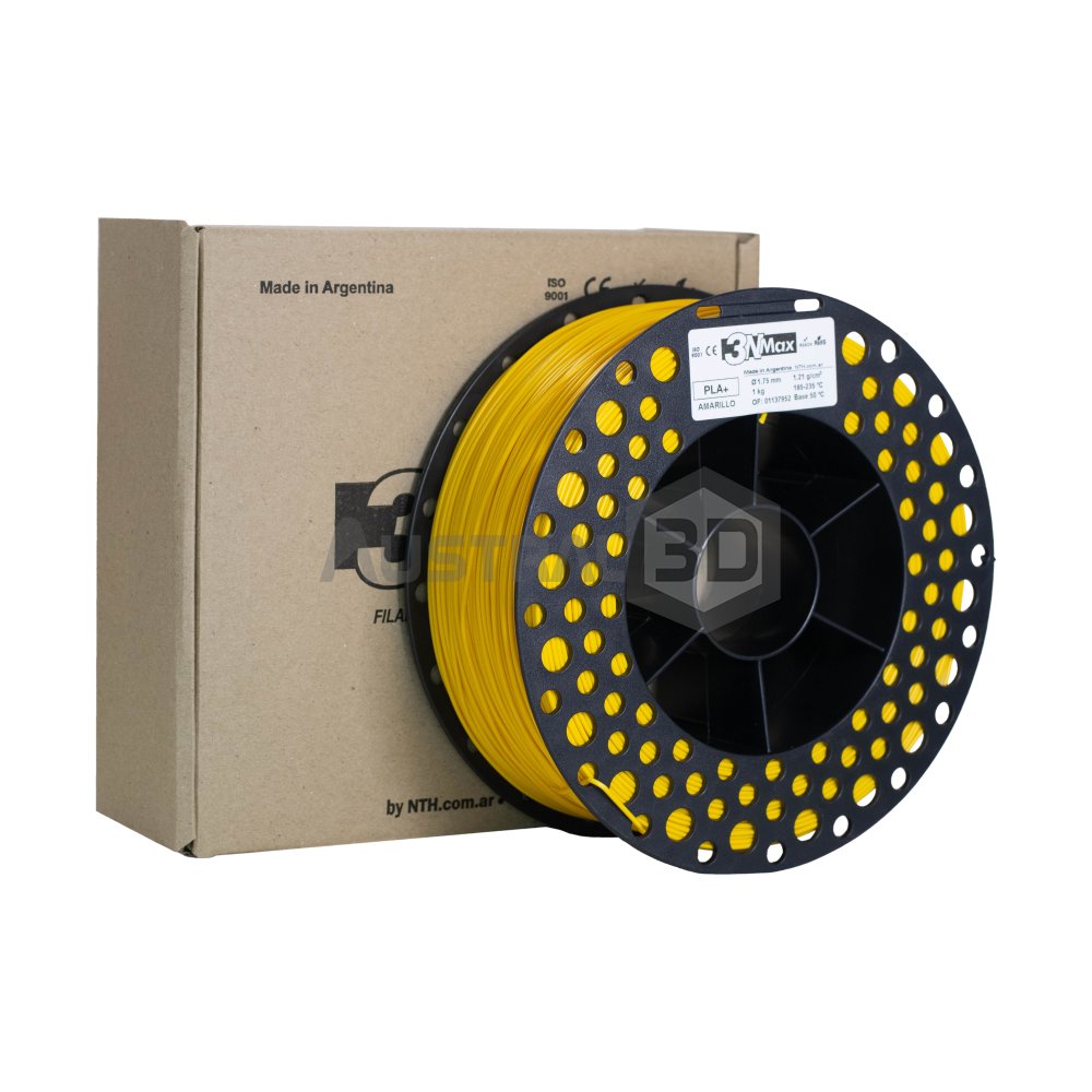 Filamento 3d 3NMAX Pla+ 1.75mm 1kg AMARILLO