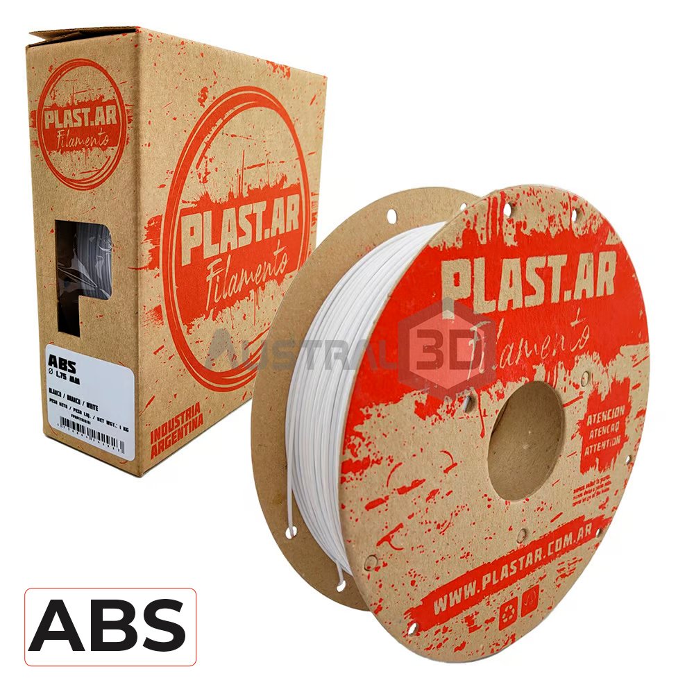 Filamento 3d Plast.ar ABS 1kg BLANCO