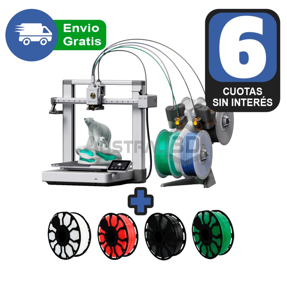 Impresora 3D Bambu Lab A1 Combo + 4kg Filamento Hellbot