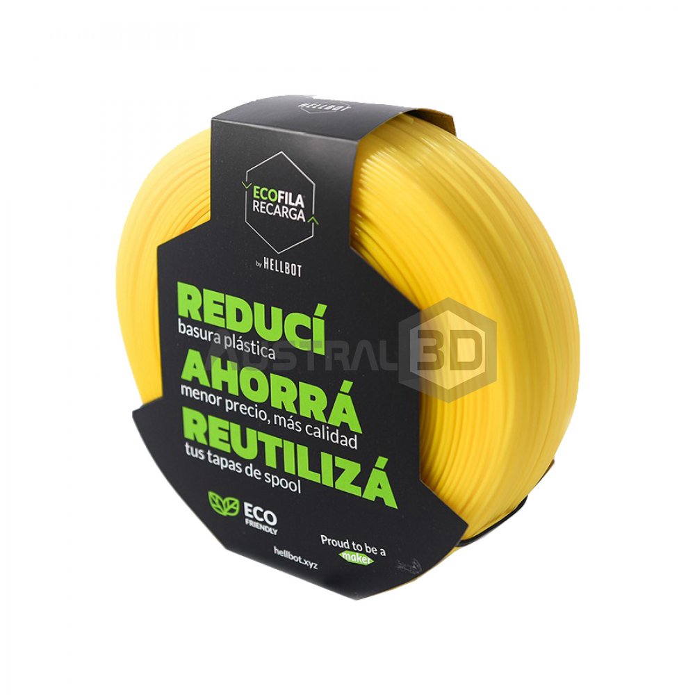 Filamento 3D RECARGA PLA 1.75 Hellbot 1kg AMARILLO