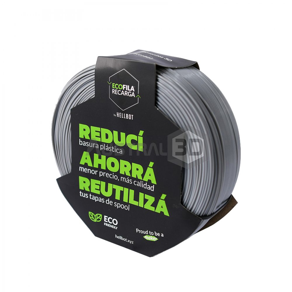 Filamento 3D RECARGA PLA 1.75 Hellbot 1kg GRIS