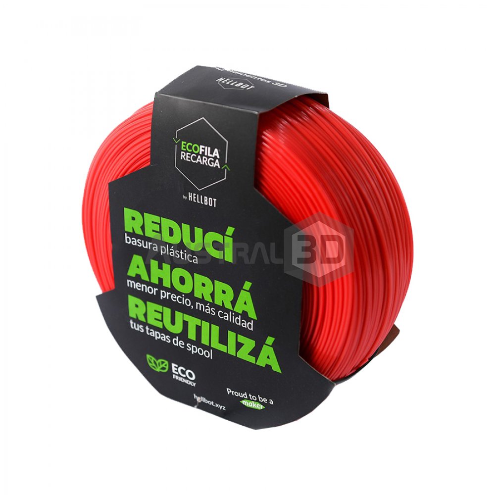 Filamento 3D RECARGA PLA 1.75 Hellbot 1kg ROJO