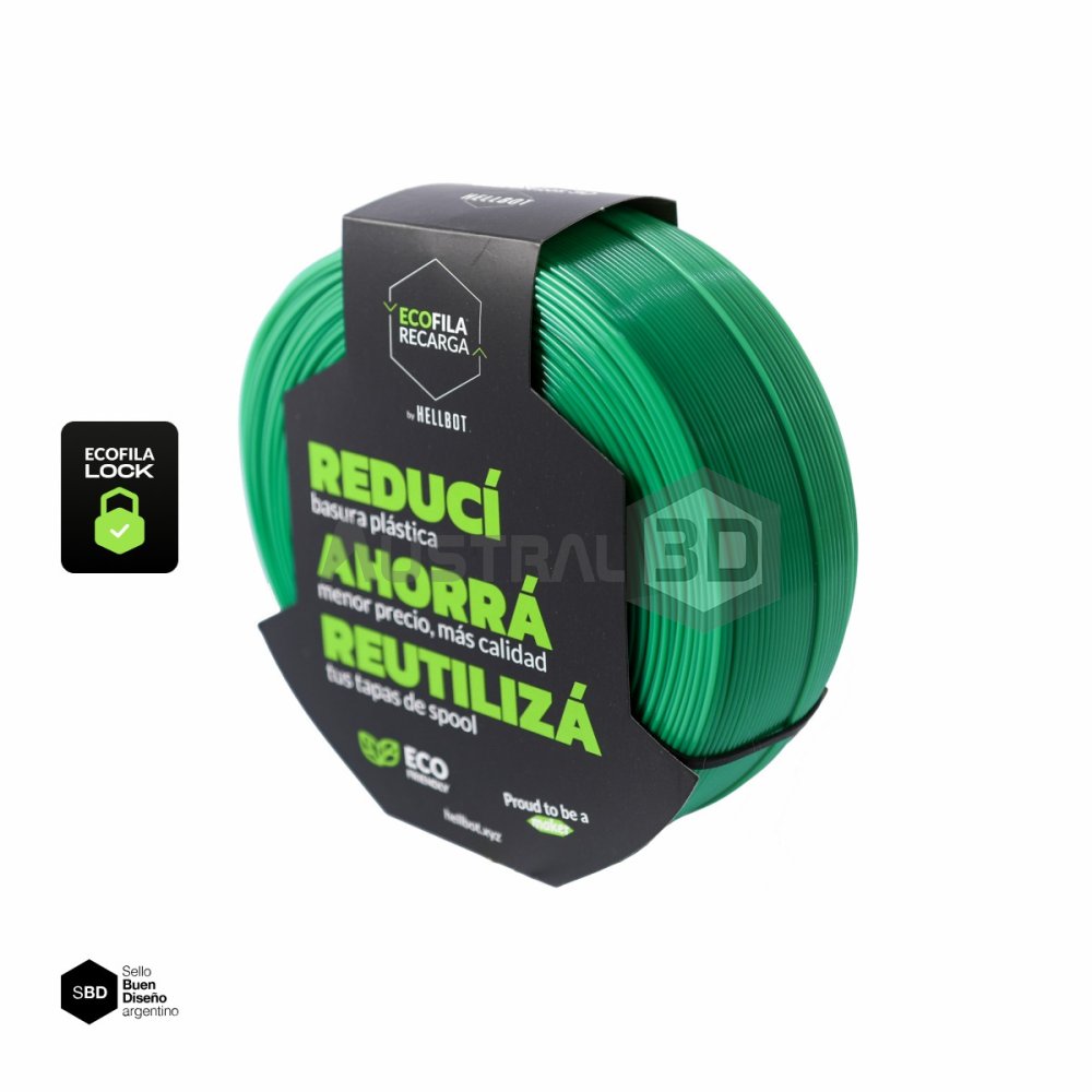 Filamento 3D RECARGA LOCK PLA 1.75 Hellbot 1kg VERDE