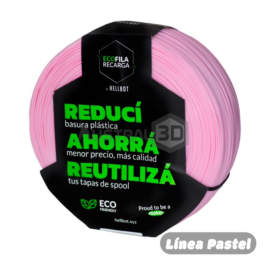 Filamento 3D RECARGA PLA 1.75 Hellbot 1kg ROSA PASTEL