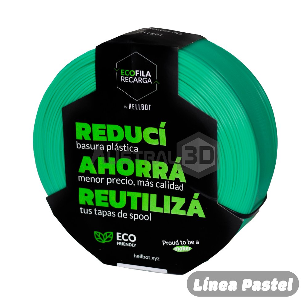 Filamento 3D RECARGA PLA 1.75 Hellbot 1kg MENTA PASTEL