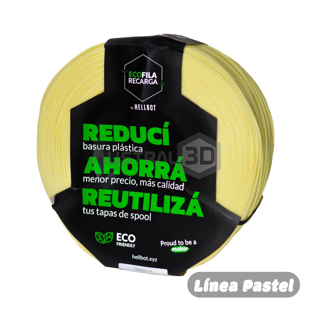 Filamento 3D RECARGA PLA 1.75 Hellbot 1kg VAINILLA PASTEL