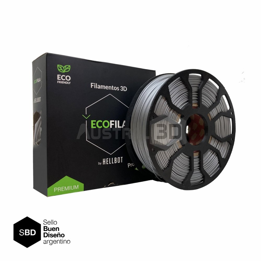 Filamento 3D ECOFILA PLA 1.75 Hellbot 1kg PLATEADO METAL