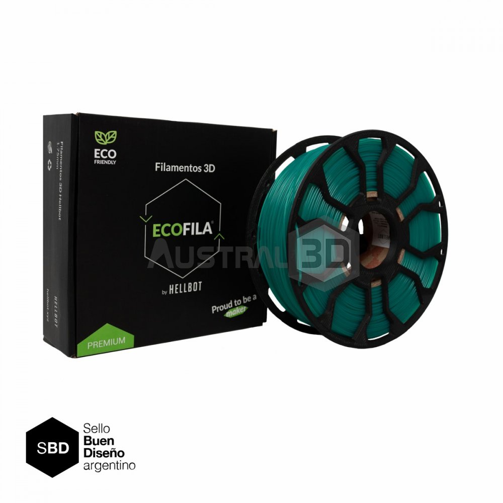 Filamento 3D ECOFILA PLA 1.75 Hellbot 1kg ESMERALDA TRANSLUCIDO 