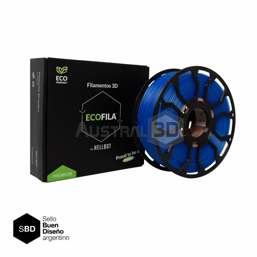 Filamento 3D ECOFILA PLA 1.75 Hellbot 1kg ZAFIRO TRANSLUCIDO 