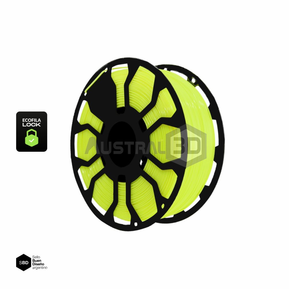 Filamento 3D ECOFILA LOCK PLA 1.75 Hellbot 1kg AMARILLO FLUO