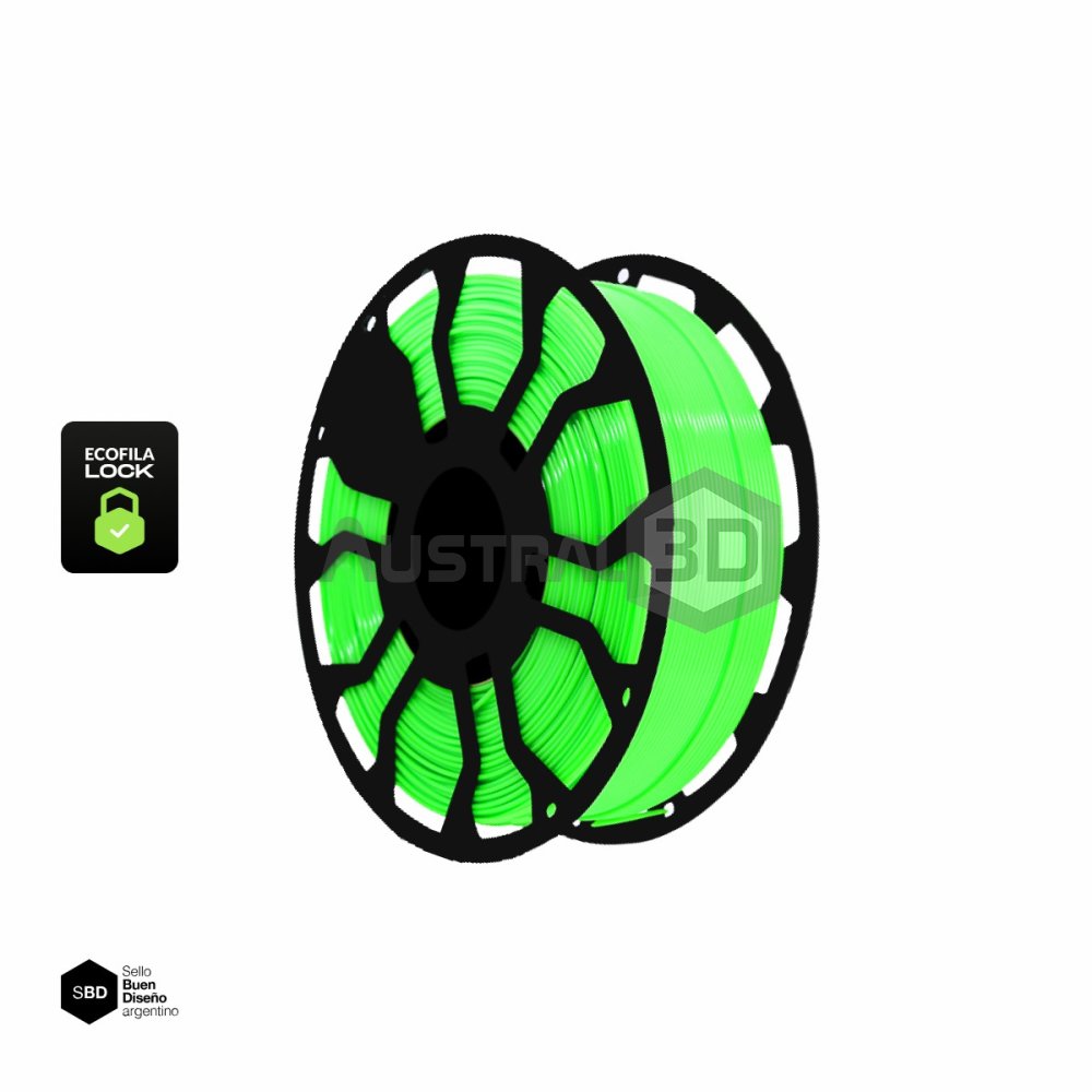 Filamento 3D ECOFILA LOCK PLA 1.75 Hellbot 1kg VERDE FLUO